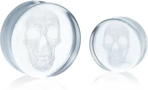 Stylish Glass Skull Saddle Plugs - Ear Gauges Expander Tunnels Stretched Ears(Sold in Pairs)