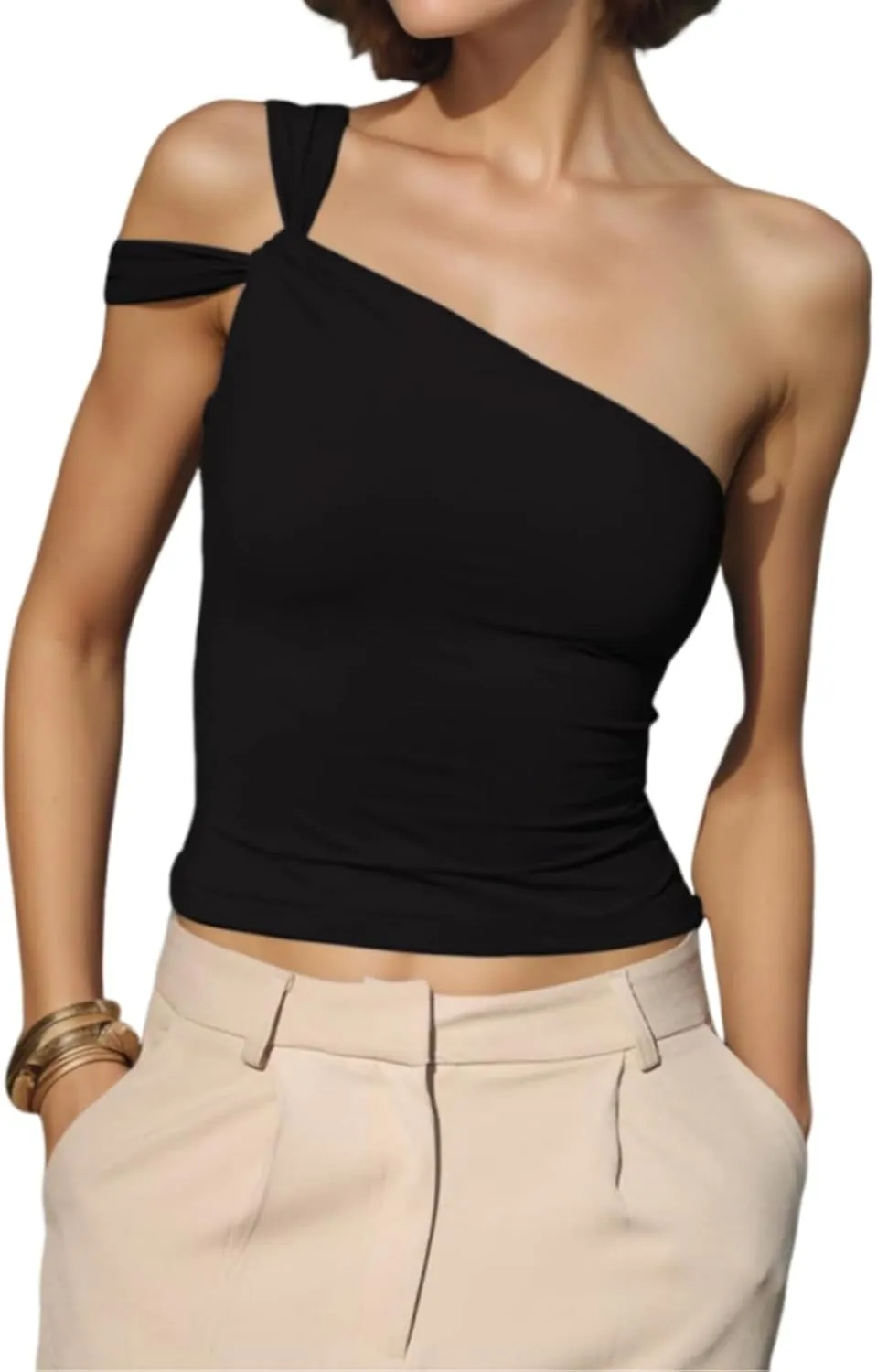 Summer One Shoulder Top for Women Going Out Asymmetric Y2k Strapless Tube Top Party Trendy Sleeveless Tops