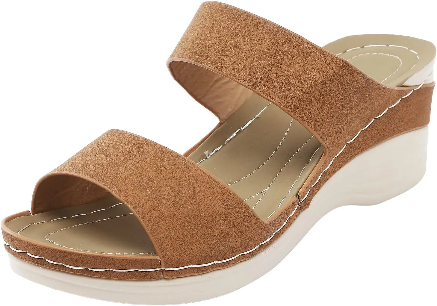 Summer Sandals for Women Dressy Wedge Platform Sandals Wide Width Orthotic Slides Slippers Comfortable Walking Shoes