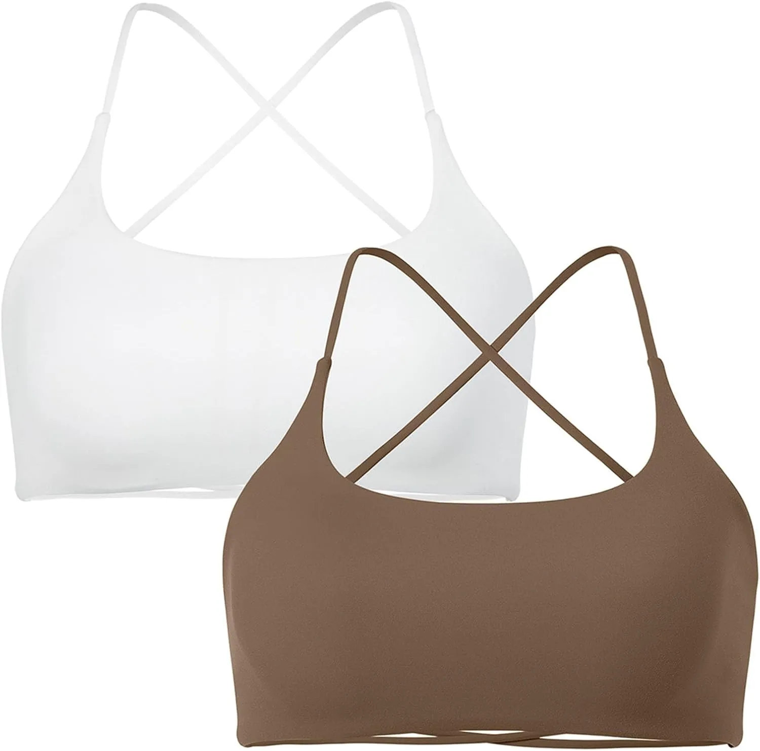SUUKSESS Women 2 Piece Open Back Sports Bra Pack Strappy Workout Gym Yoga Crops