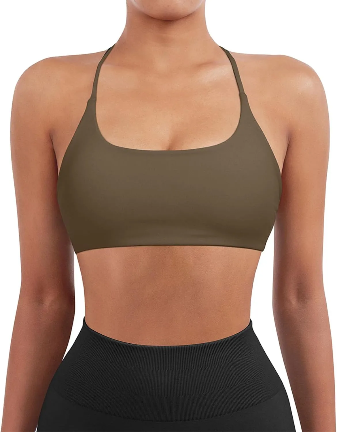 SUUKSESS Women 2 Piece Open Back Sports Bra Pack Strappy Workout Gym Yoga Crops