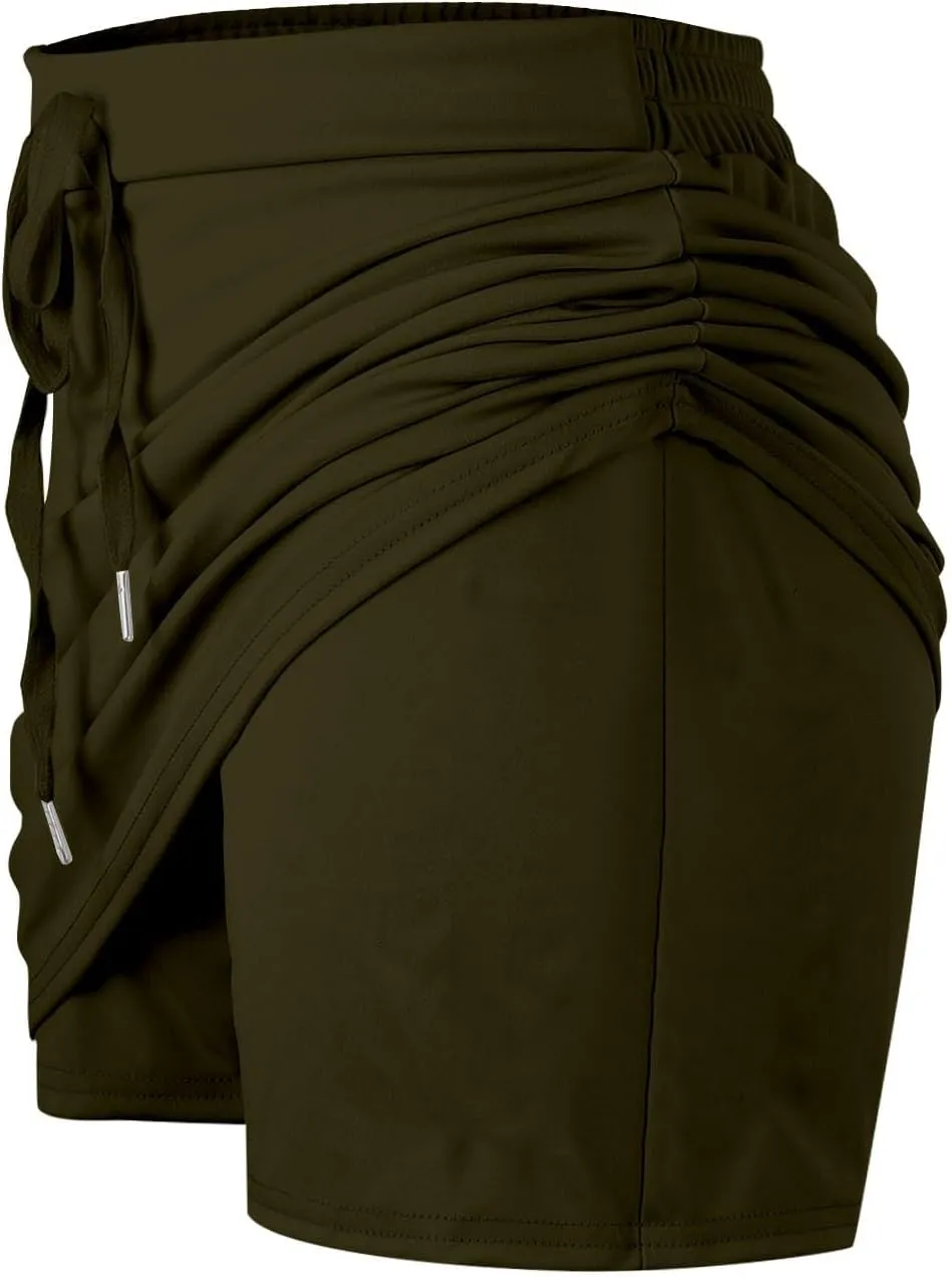 Tennis Skirts for Women Short Athletic Drawstring Skorts Built in Shorts with Pockets Womens Yoga Sport Golf Skirt