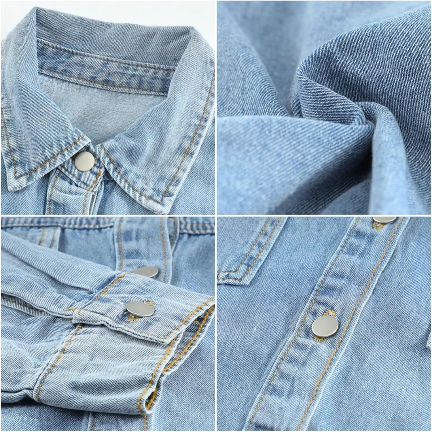 The Beauty North Denim Jacket, Womens Oversized Button Up Frayed Hem Shacket Long Sleeve Pockets Denim Jean Jacket