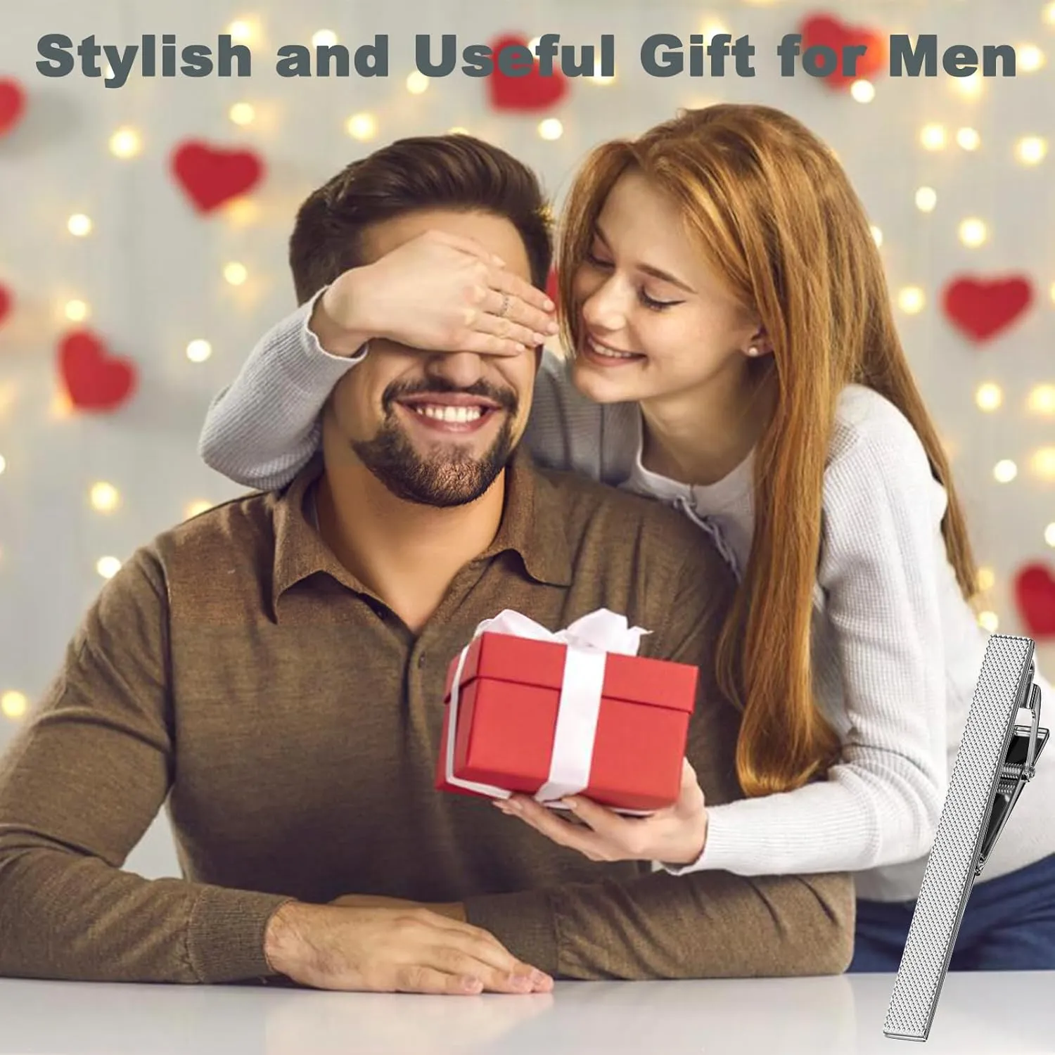 Tie Clips for Men - Silver Classic Tie Pins - Gift Ideas for Husband, Boyfriend, Dad, Son, Wedding, Party