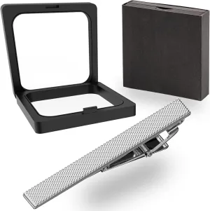 Tie Clips for Men - Silver Classic Tie Pins - Gift Ideas for Husband, Boyfriend, Dad, Son, Wedding, Party