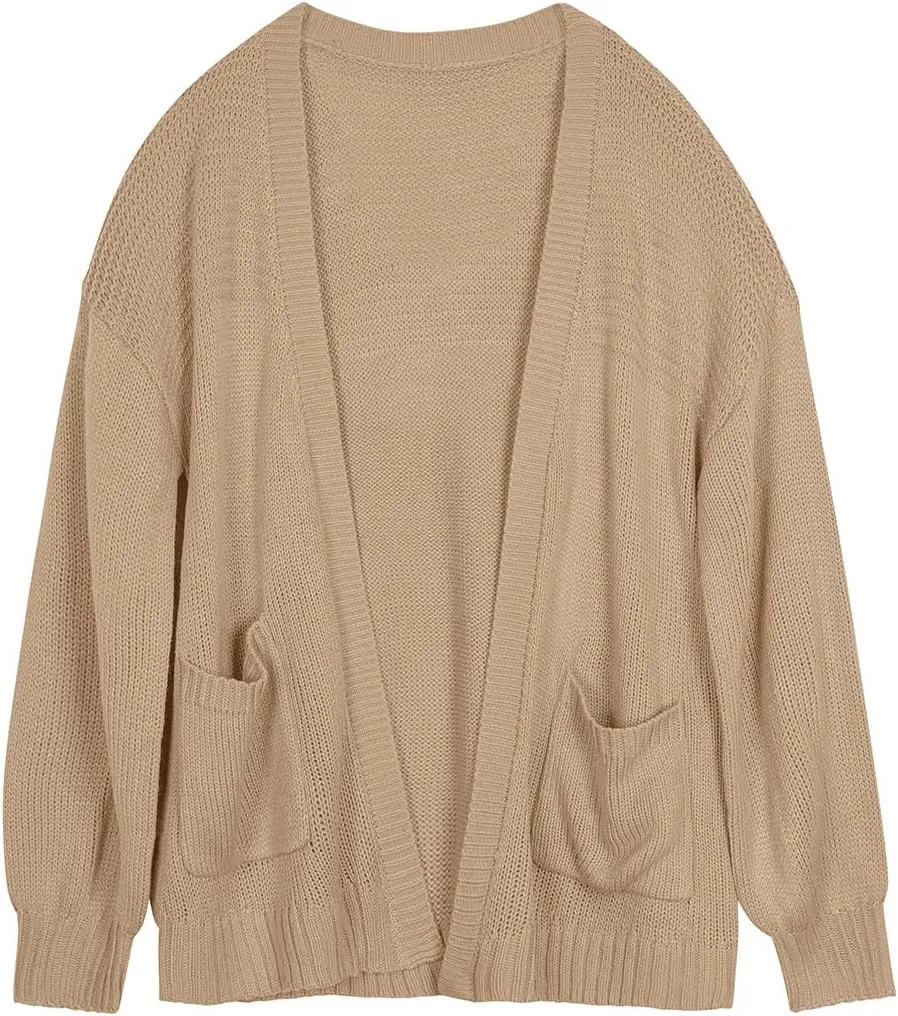 TIYOMI Women's Plus Size Knitting Cardigan Sweaters Lantern Sleeve with Pocket XL-3XL