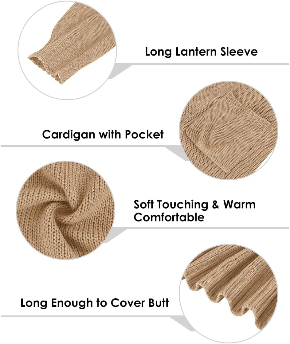 TIYOMI Women's Plus Size Knitting Cardigan Sweaters Lantern Sleeve with Pocket XL-3XL