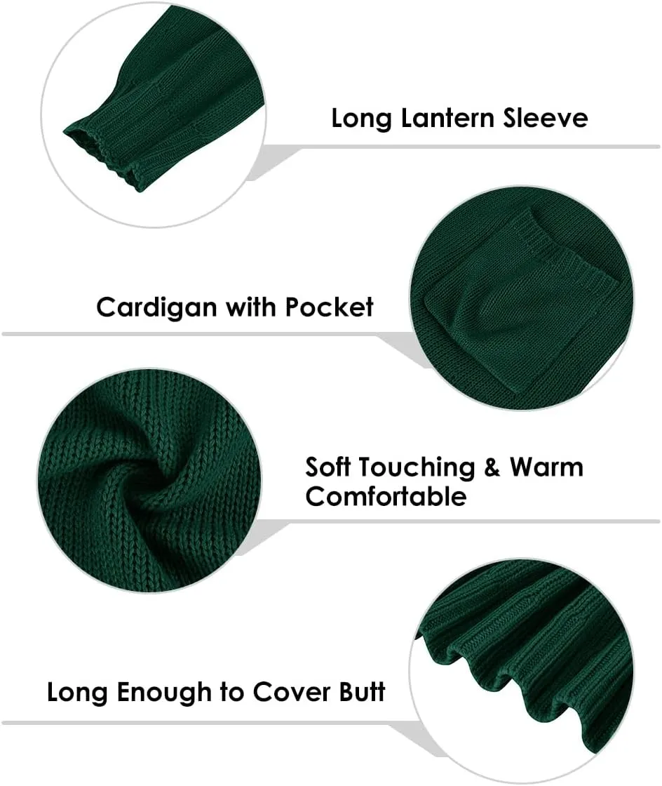 TIYOMI Women's Plus Size Knitting Cardigan Sweaters Lantern Sleeve with Pocket XL-3XL