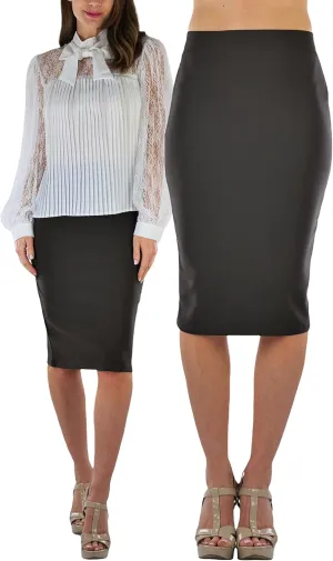 ToBeInStyle Women's Classic Bodycon Pencil Back Slit Scuba Skirt