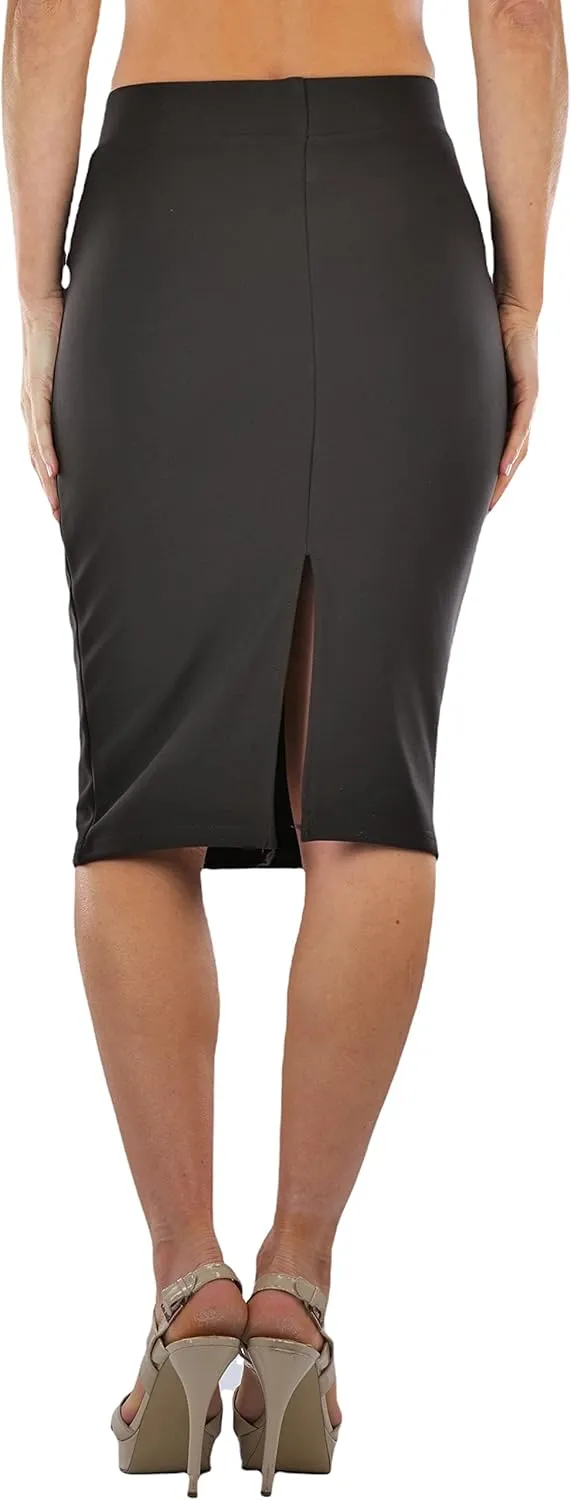 ToBeInStyle Women's Classic Bodycon Pencil Back Slit Scuba Skirt