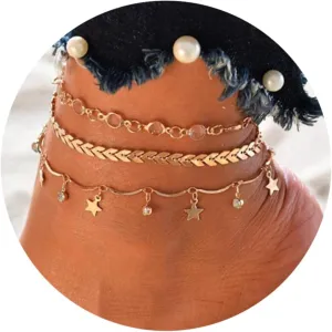 TOBENY 3PCS Ankle Bracelets for Women Teens 14K Gold Plated Anklets Bracelets Cuban Link Tennis Snake Paperclip Chain Cubic Zirconia Dainty Layered Anklet Set Summer Beach Anklets Jewelry Gift