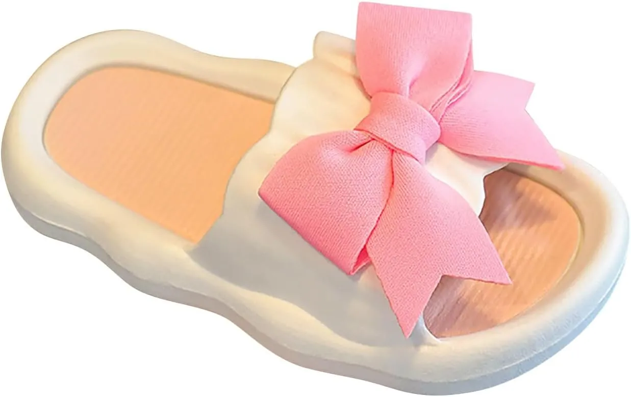 Toddler Girls Bow Flower Slides Sandals Flat Sole Pool Beach Shower Foam Slippers Baby Kids Summer Water Shoes Sandals