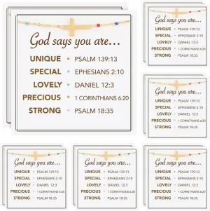 Tondiamo 12 Set Christian Cross Bracelets with Cards for Church Woman Christian Gifts Bulk for Mom Inspirational Cross Bracelets Mother's Day Party Favors