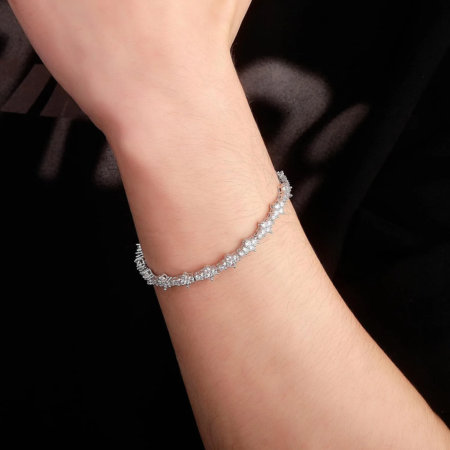 TOPGRILLZ Ankle Bracelet for Women - Iced Out 14K Gold Plated 5mm Silver Pink Anklet - Minimalist Foot Jewelry