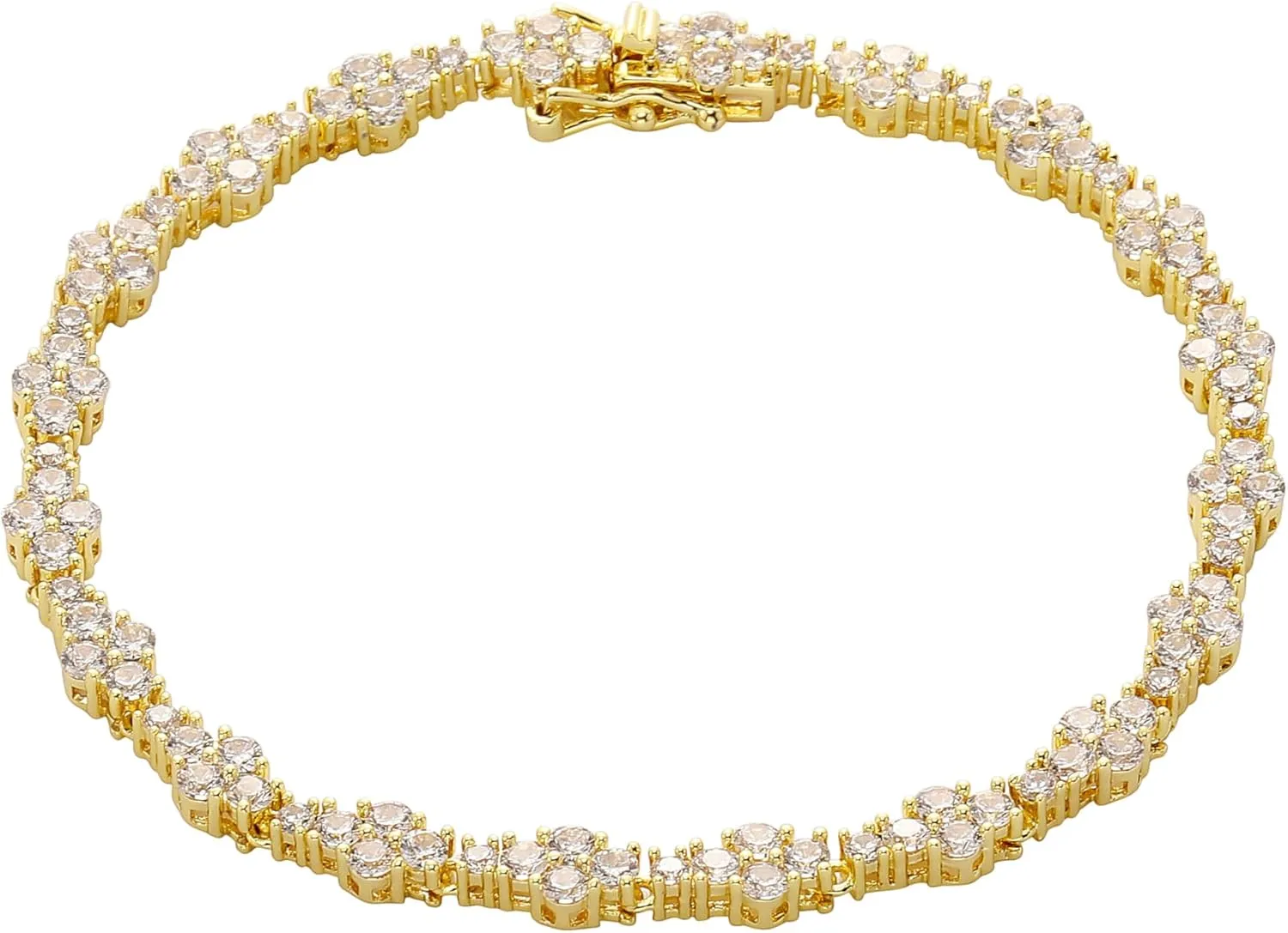TOPGRILLZ Ankle Bracelet for Women - Iced Out 14K Gold Plated 5mm Silver Pink Anklet - Minimalist Foot Jewelry