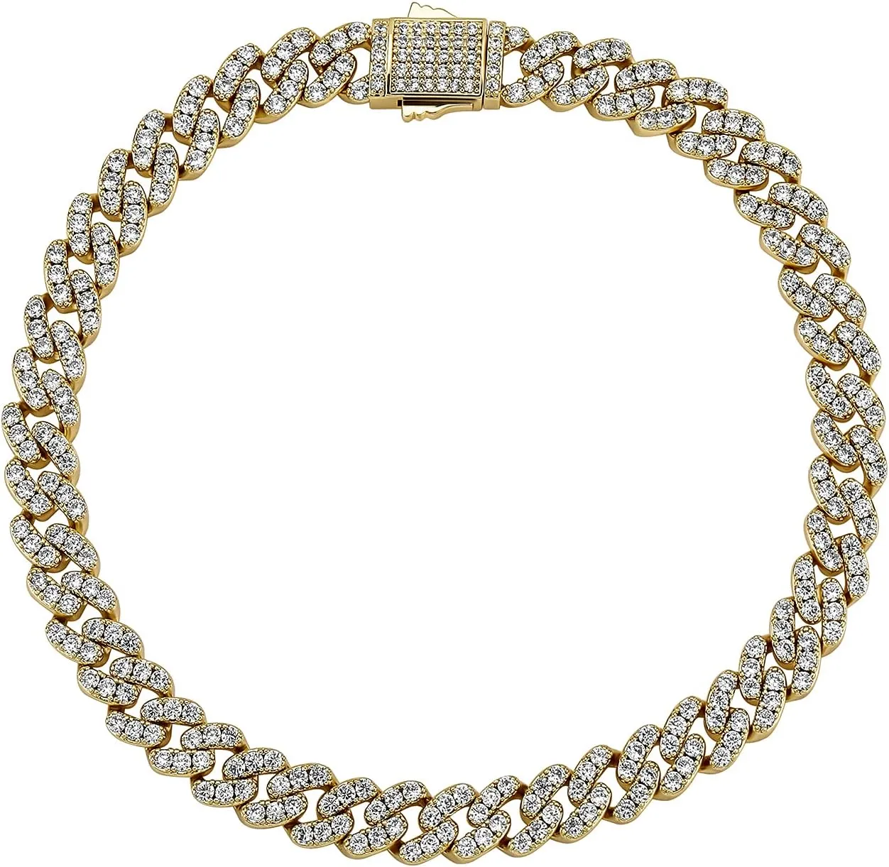TOPGRILLZ Gold Anklets for Women Cuban Link Anklets Iced out Faux Diamond Chunky Ankle Bracelets 8mm 14K Gold Silver Plated Minimalist Fashion Foot Jewelry