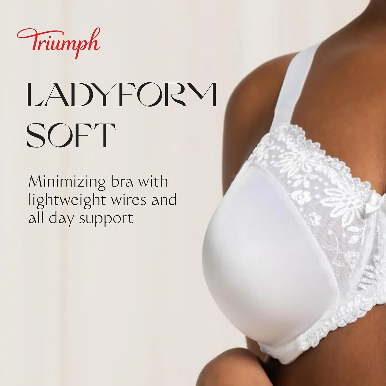 Triumph Ladyform Soft W Minimizing Bra for Women - Soft Full-Coverage Underwire Bra with All-Day Comfort - Sizes C-DDD