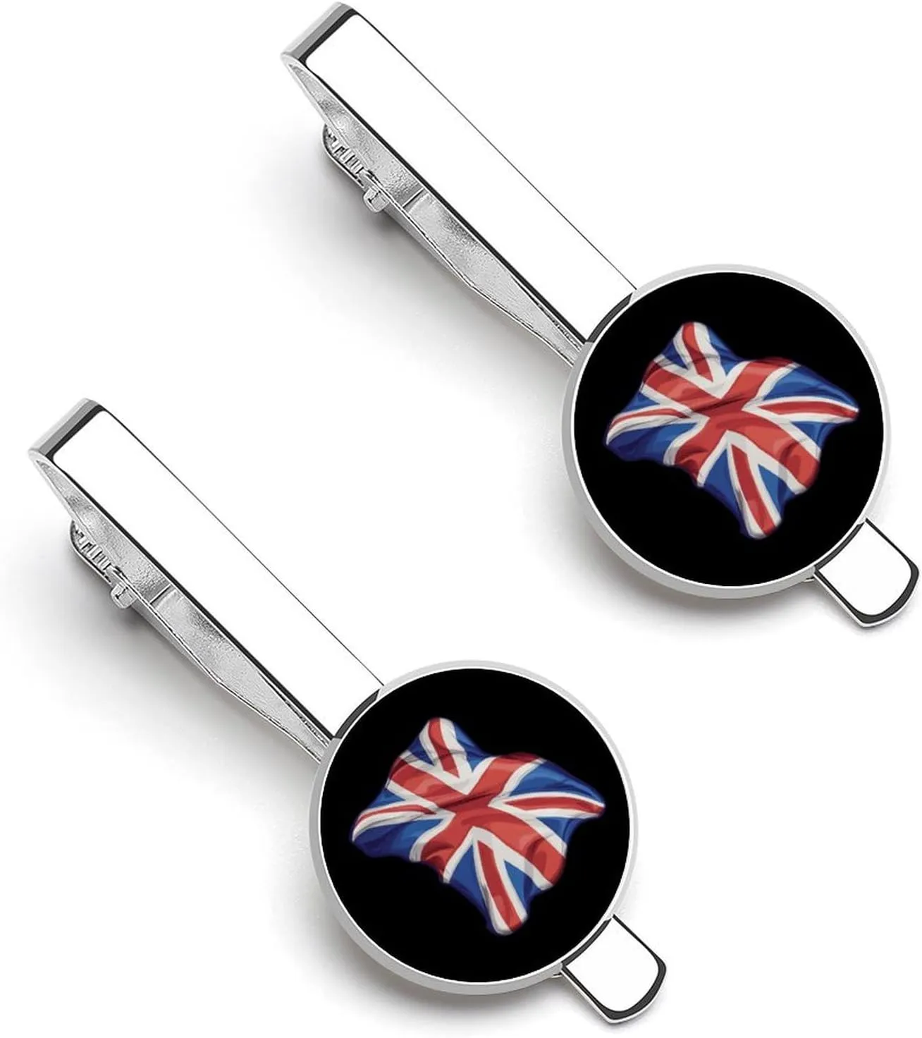 Union Jack British Flag Tie Clip Classic Necktie Bar Pinch Clothing Accessories for Wedding Party Business