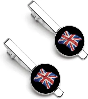 Union Jack British Flag Tie Clip Classic Necktie Bar Pinch Clothing Accessories for Wedding Party Business