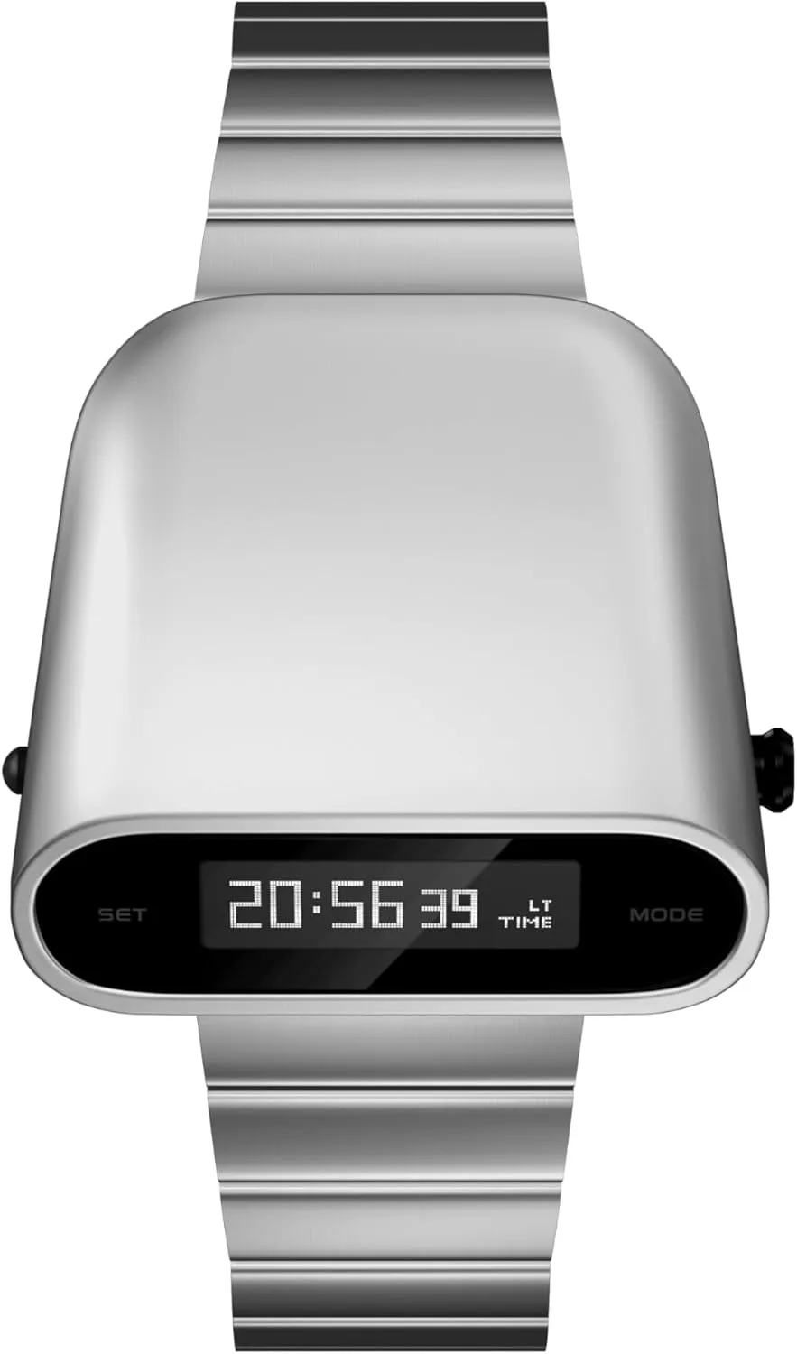 Unique Metal Watch, OLED Display Men Digital Watches, Lift-to-Wake Screen, Stainless Steel Strap