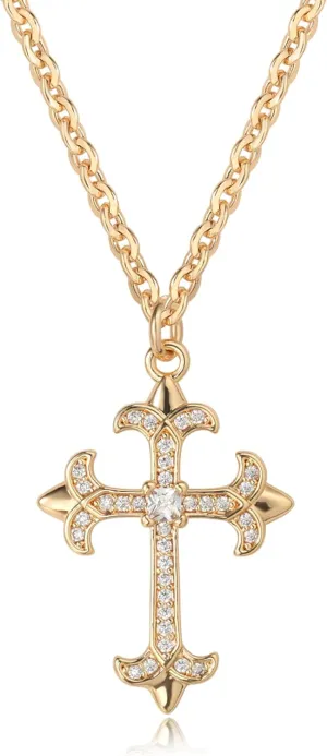 VACRONA Cross Gold Necklace for Women 14K Gold Plated Dainty Cubic Zirconia Pendant Necklace Simple Jewelry Set Gifts for Women