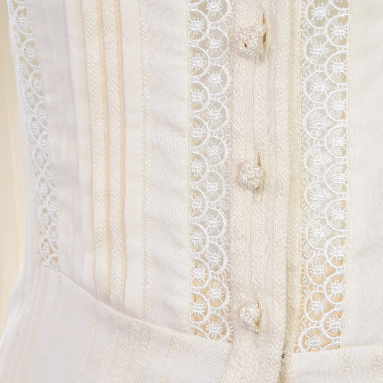 Valentino Vintage Tonal Stripe Cream Silk Wide Leg Pants & Blouse Outfit