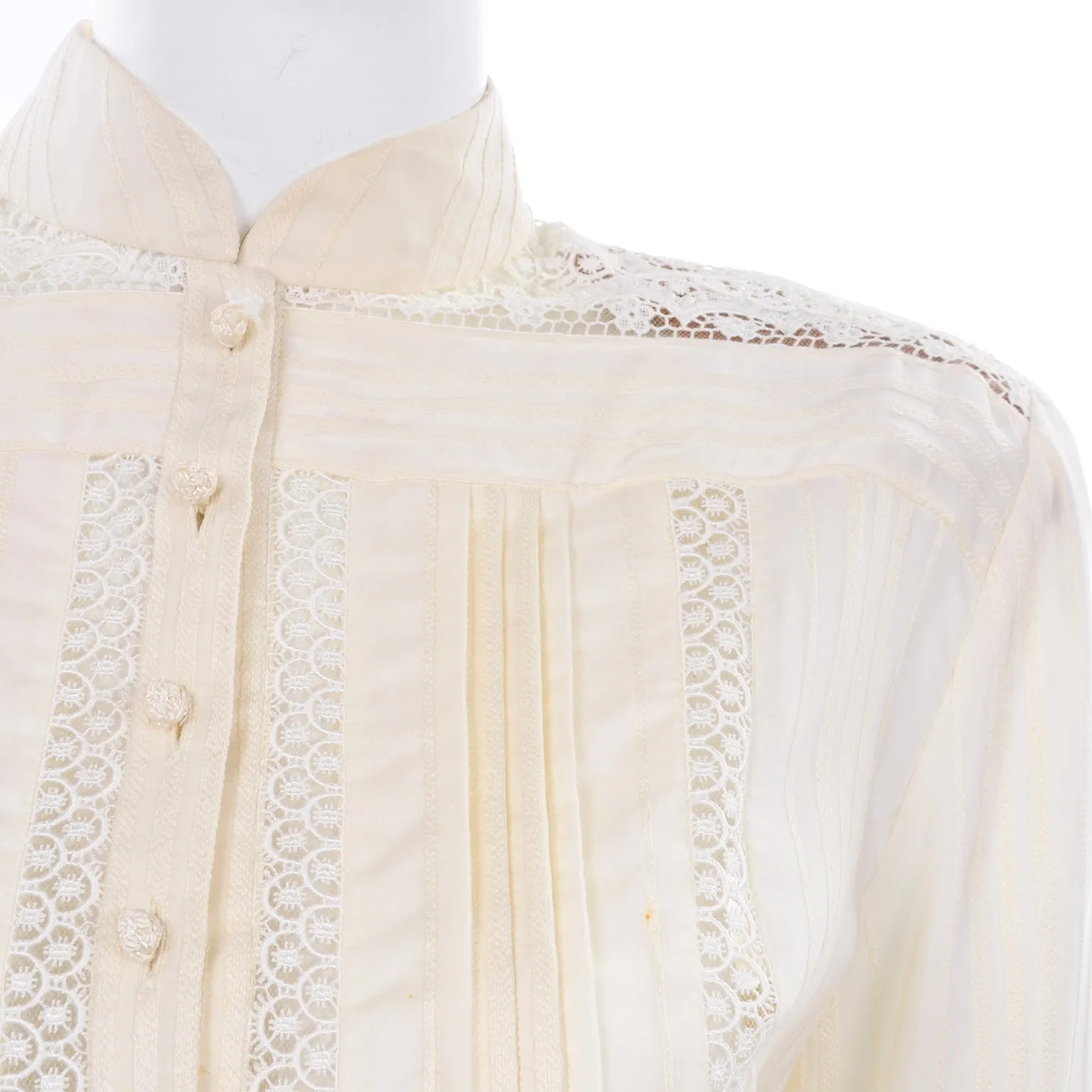 Valentino Vintage Tonal Stripe Cream Silk Wide Leg Pants & Blouse Outfit