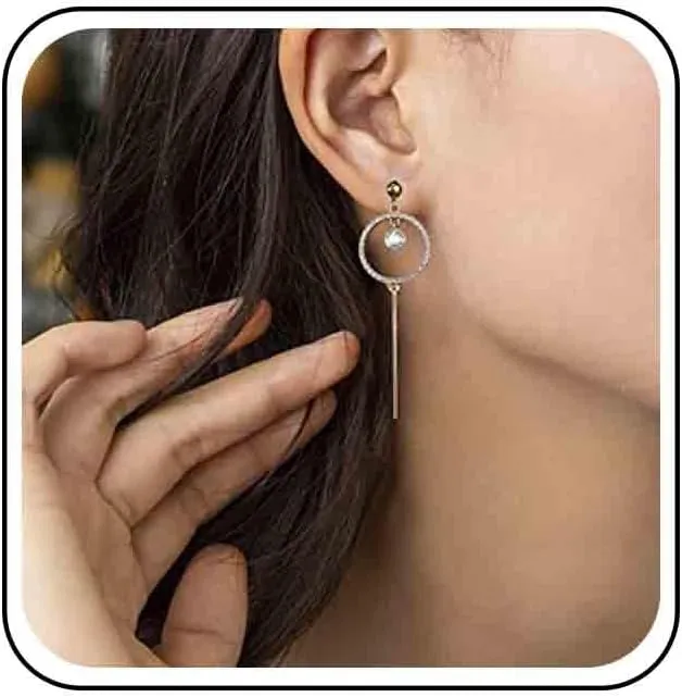 Vintage Crystal Circle Drop Earrings Rhinestone Circle Bar Earrings Large Circle Stud Earrings Gold Hoop Dangle Earrings Jewelry for Women