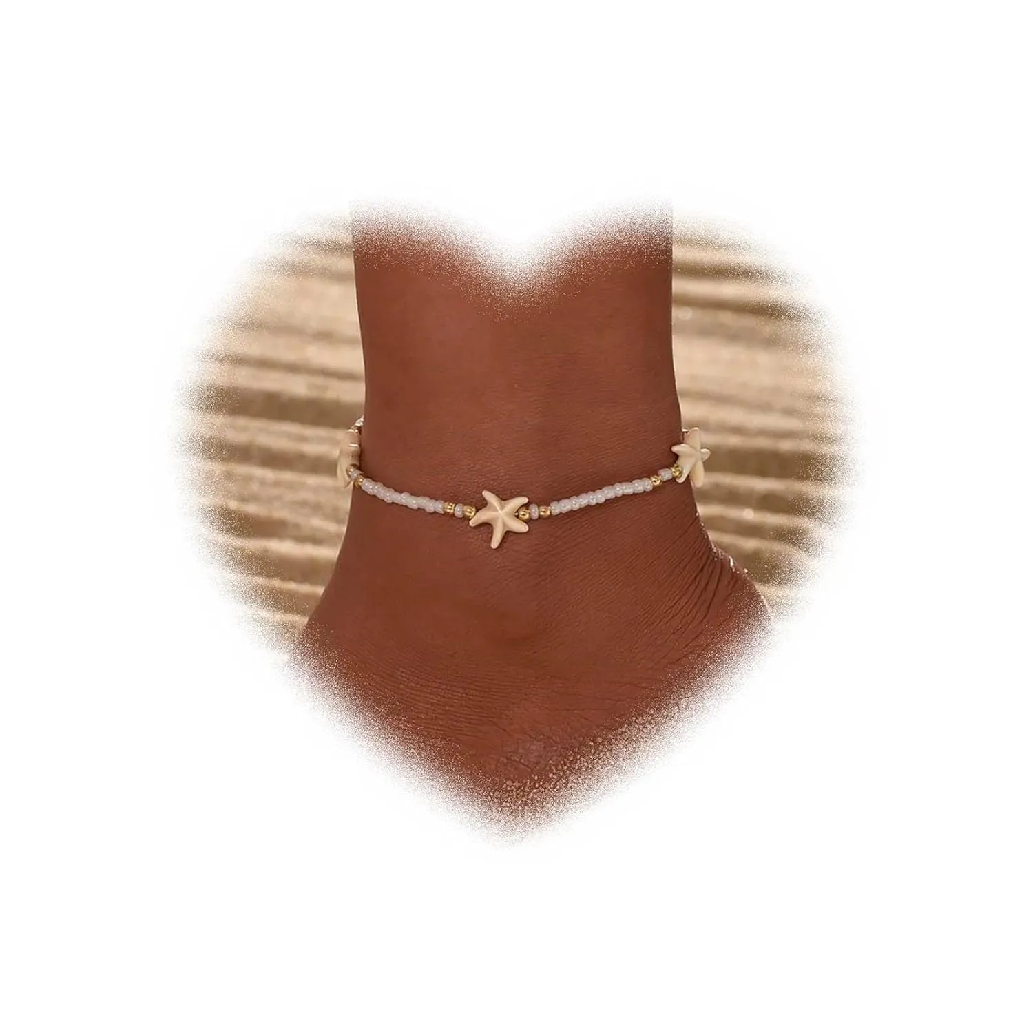 W WEILIRIAN Bohemian Starfish Anklet for Women Seed Bead Ankle Bracelets Marine Life Anklets Chain Bracelet Handmade Beaded Anklets Summer Beach Foot Chain Jewelry for Girls Gifts