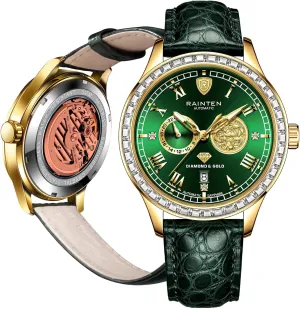 Watches for Men, Luxury Mechanical Men's Automatic Watch with 999 Gold, Leather Band & Date Calendar Luminous Mens Wrist Watches