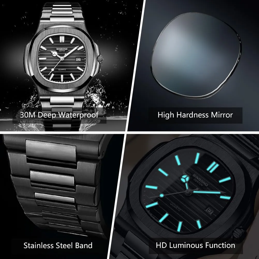 Watches for Men Stainless Steel Classic Business Dress with Date Casual Luxury Mens Wrist Watch Waterproof Luminous