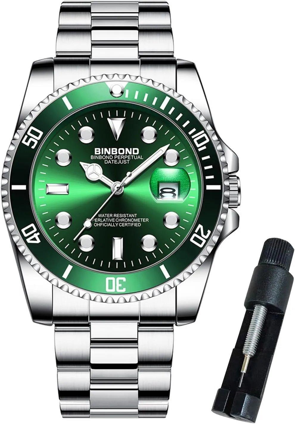 Watches for Men Stainless Steel Rotatable Bezel Classic Dress Waterproof Luminous Luxury Big Face Business Date Mens Wrist Watch