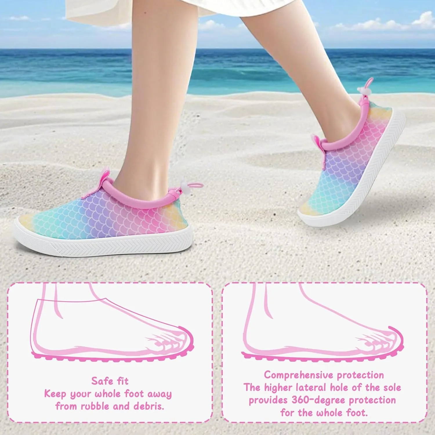 WateLves Toddler Water Shoes Kids Boys and Girls Quick Dry Water Sneakers Slip On Aqua Swim Shoes for Beach Daily Walking