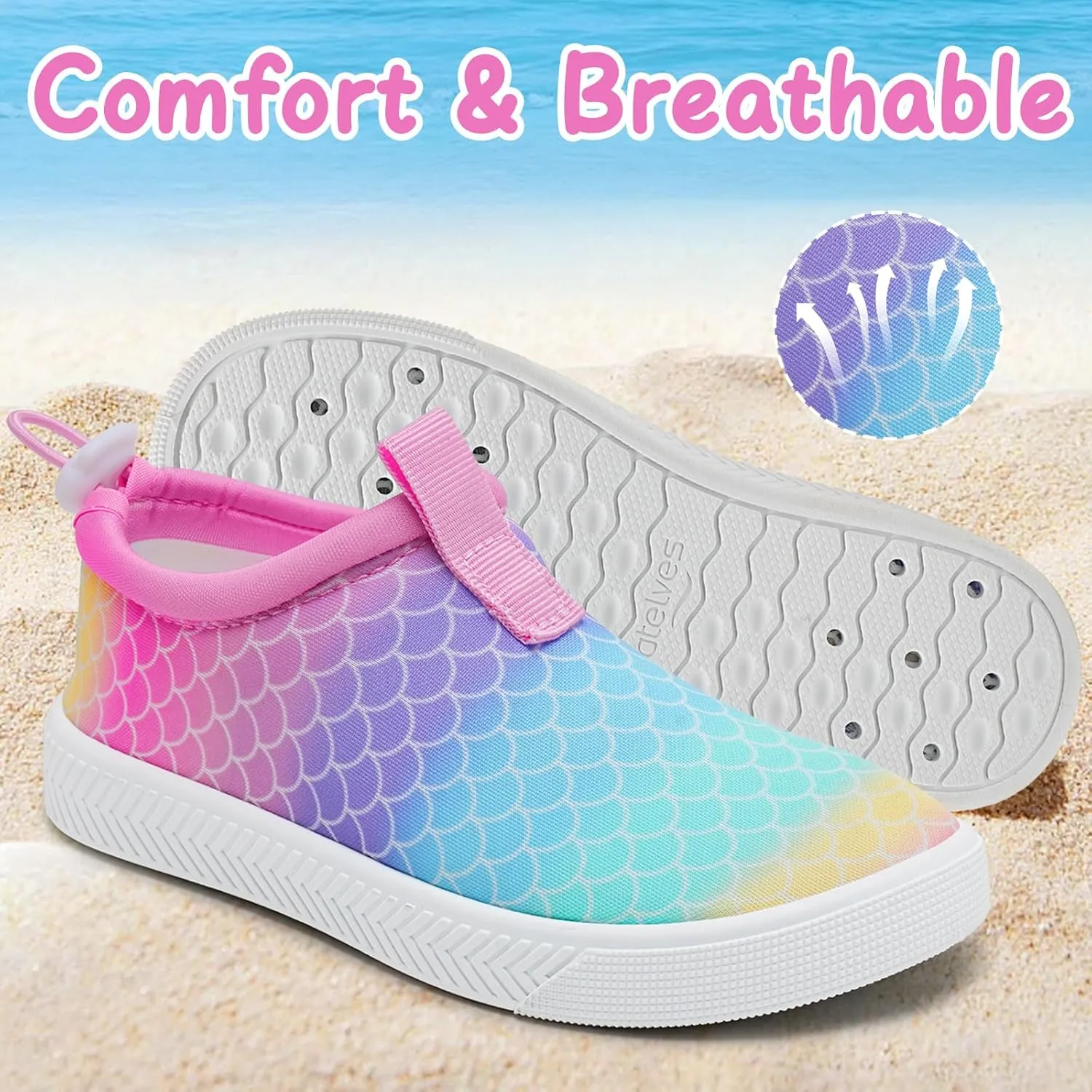 WateLves Toddler Water Shoes Kids Boys and Girls Quick Dry Water Sneakers Slip On Aqua Swim Shoes for Beach Daily Walking