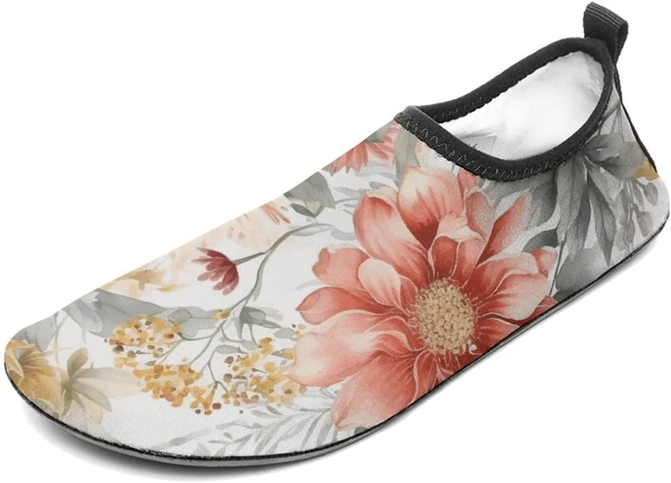 Water Shoes for Women Men Quick Dry Barefoot Shoes Pastel Floral Pattern Sport Shoes Beach Aqua Socks for Hiking Swim Surf Yoga Sport 13/14men