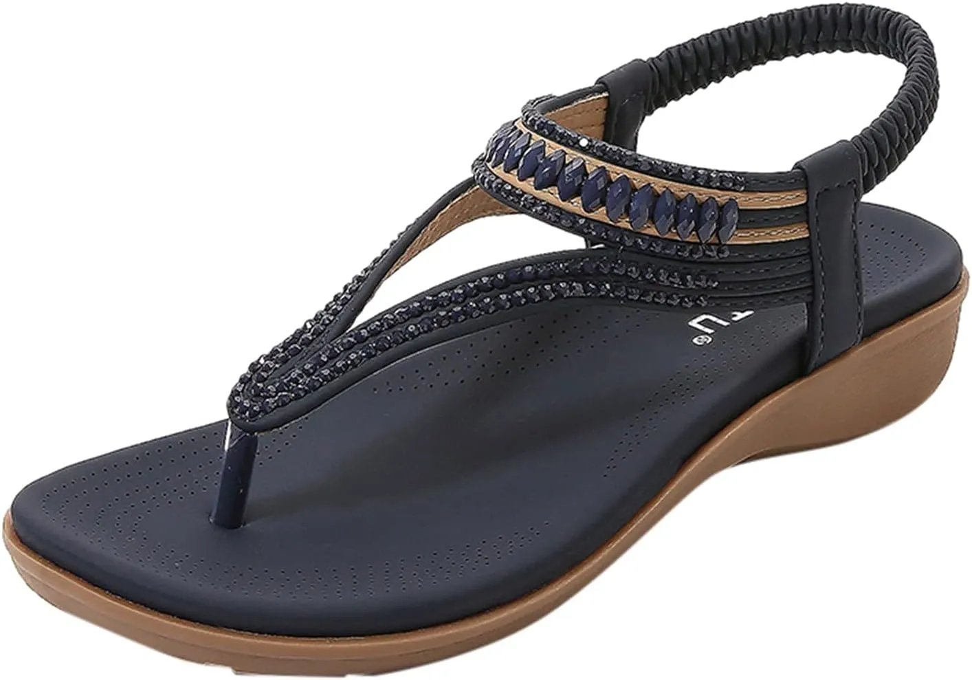 Wedge Flip Flops for Women Size 11 Outdoor Casual Leisure Thick-Soled Slippers Fashion Shoes Breathable Sandals (Blue, 7.5)