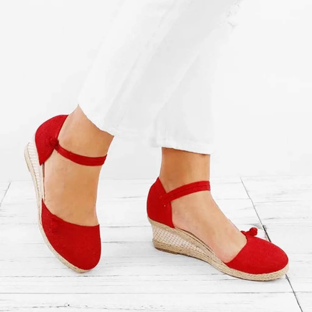 Wedge Sandals for Women Dressy Summer Closed Toe Platform Espadrille Sandals Lace Up Comfy Shoes Comfortable Casual Summer Outdoor Beach Sandal