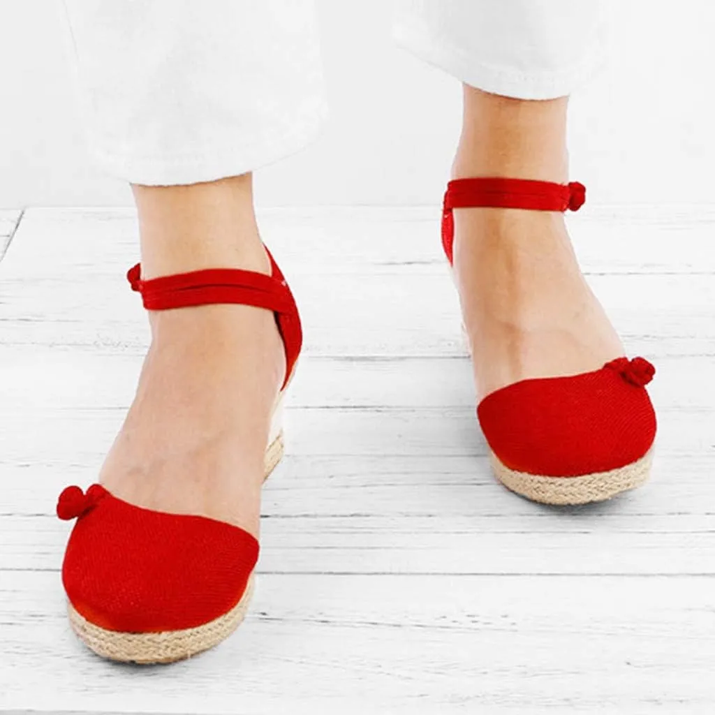 Wedge Sandals for Women Dressy Summer Closed Toe Platform Espadrille Sandals Lace Up Comfy Shoes Comfortable Casual Summer Outdoor Beach Sandal