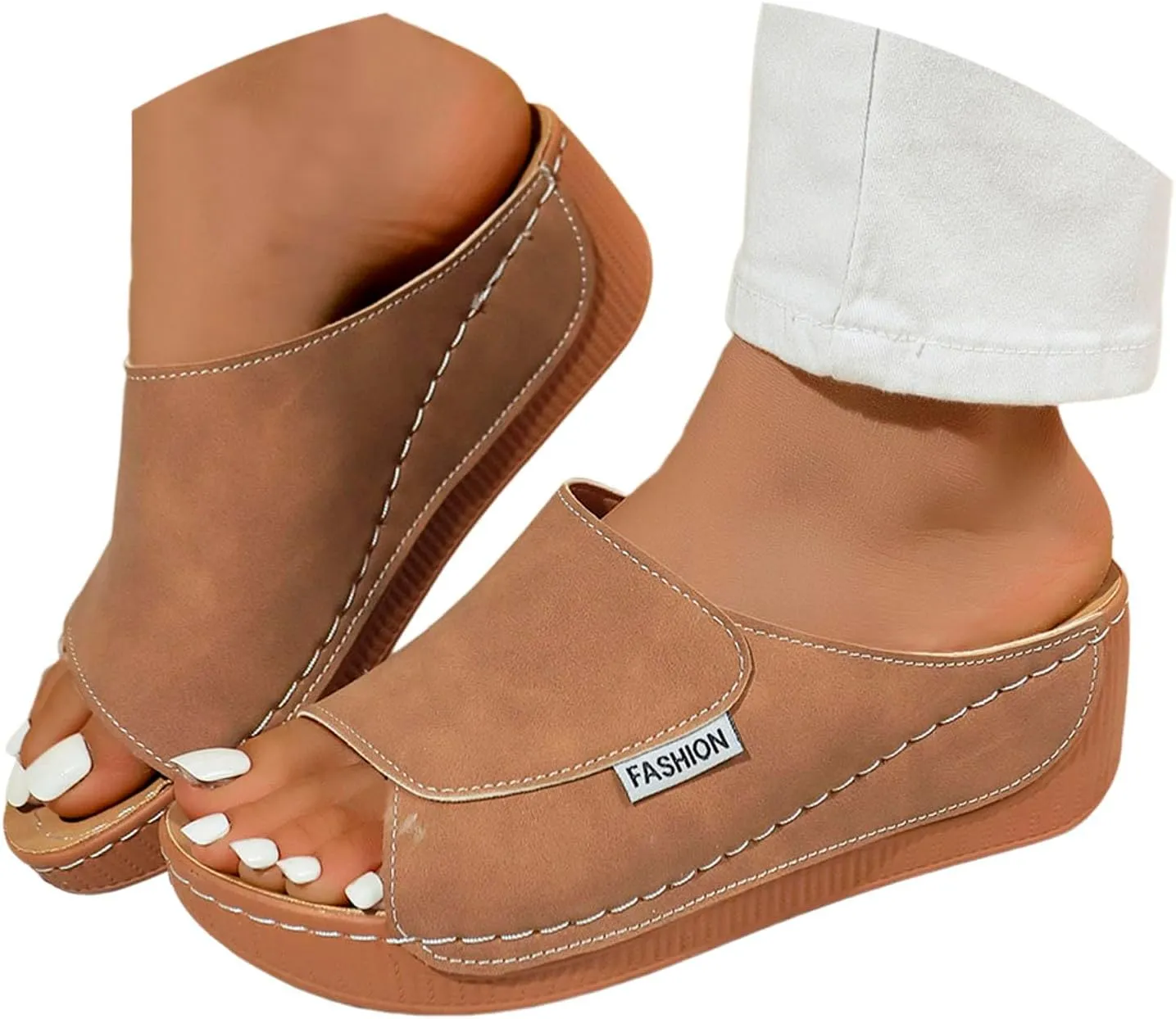 Wedge Sandals for Women Open Toe Vacation Slippers with Arch Support Breathable Orthopedic Walking Footwear