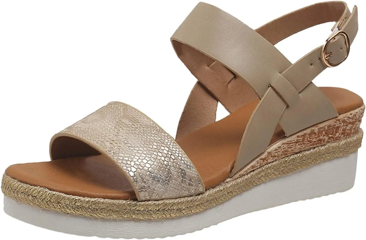 Wedge Sandals for Women Platform Wedge Heels Summer Ankle Strap Comfort Sole Open Toe Flat Orthopedic Sandals for Women Beach Casual Slip On Sandal Beach Dress Comfortable Breathable Footwear