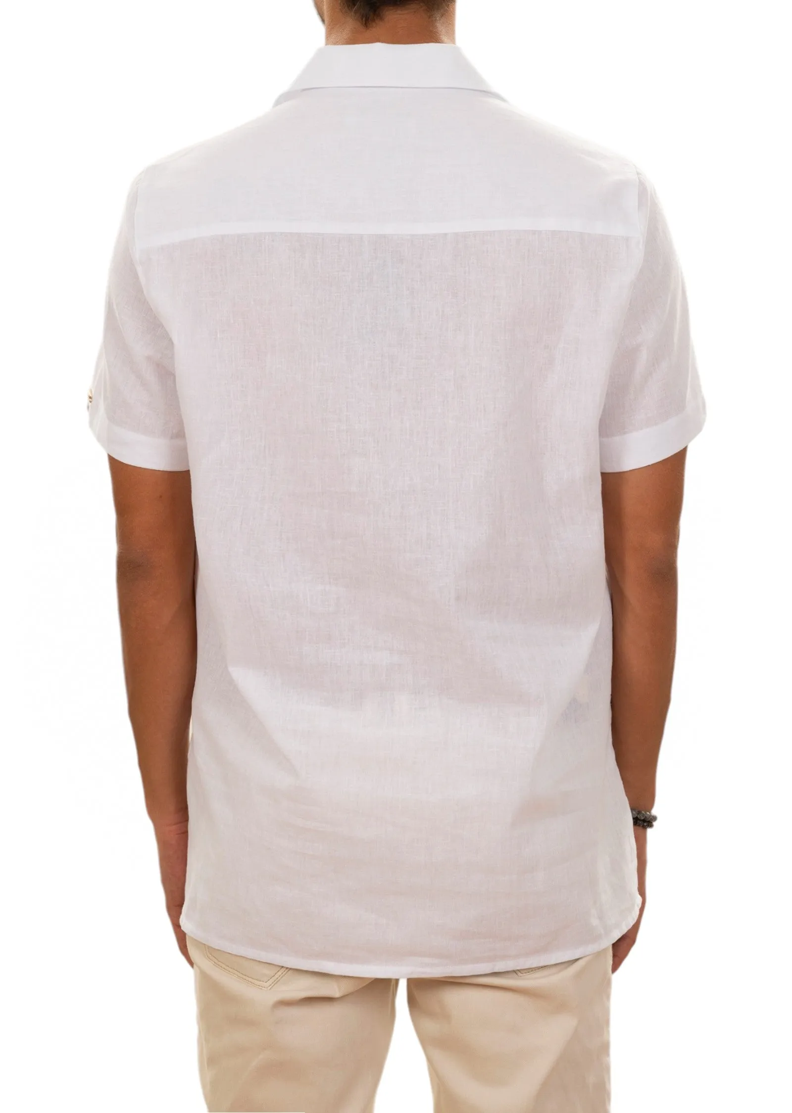 White Zigzag Guayabera Shirt