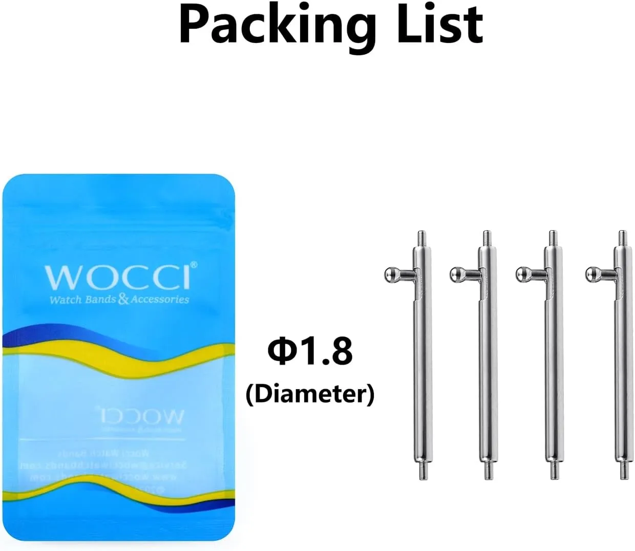 WOCCI 22mm Quick Release Spring Bars, Pins for 22mm Watch Band
