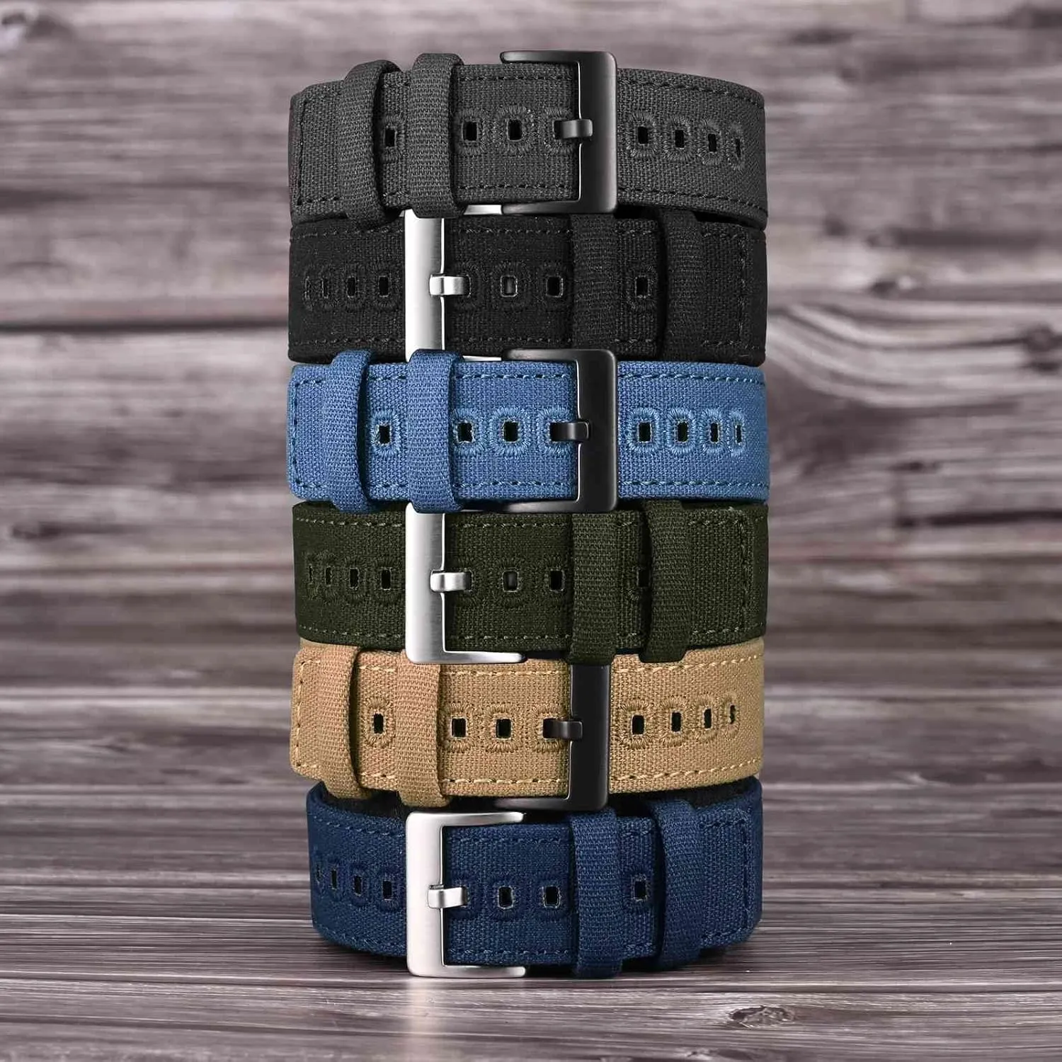 WOCCI Watch Bands, Sailcloth Canvas Fabric, Quick Release, Compatible Watch Lug Width 18mm 19mm 20mm 22mm 24mm