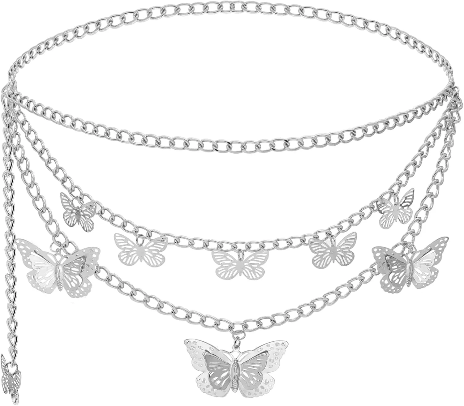 Women Body Chains Retro Multi-Layer Butterfly Waist Chain Trend Hollowed out Pendant Decorative