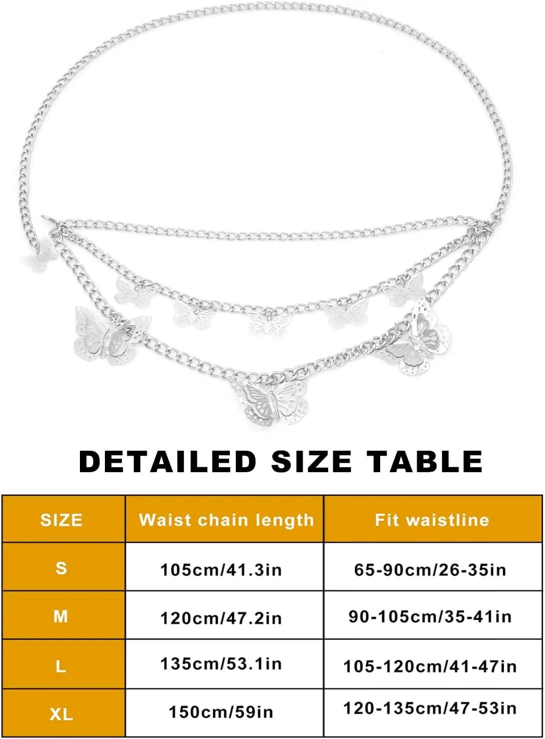 Women Body Chains Retro Multi-Layer Butterfly Waist Chain Trend Hollowed out Pendant Decorative