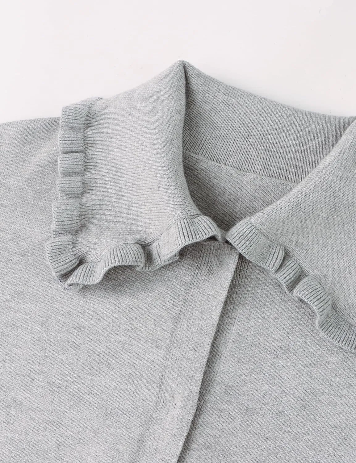 Women Cute Cropped Cardigan Ruffle Collar Open Front Cardigan Sweater Jacket Fall Loose Long Sleeve Knitted Cardigan