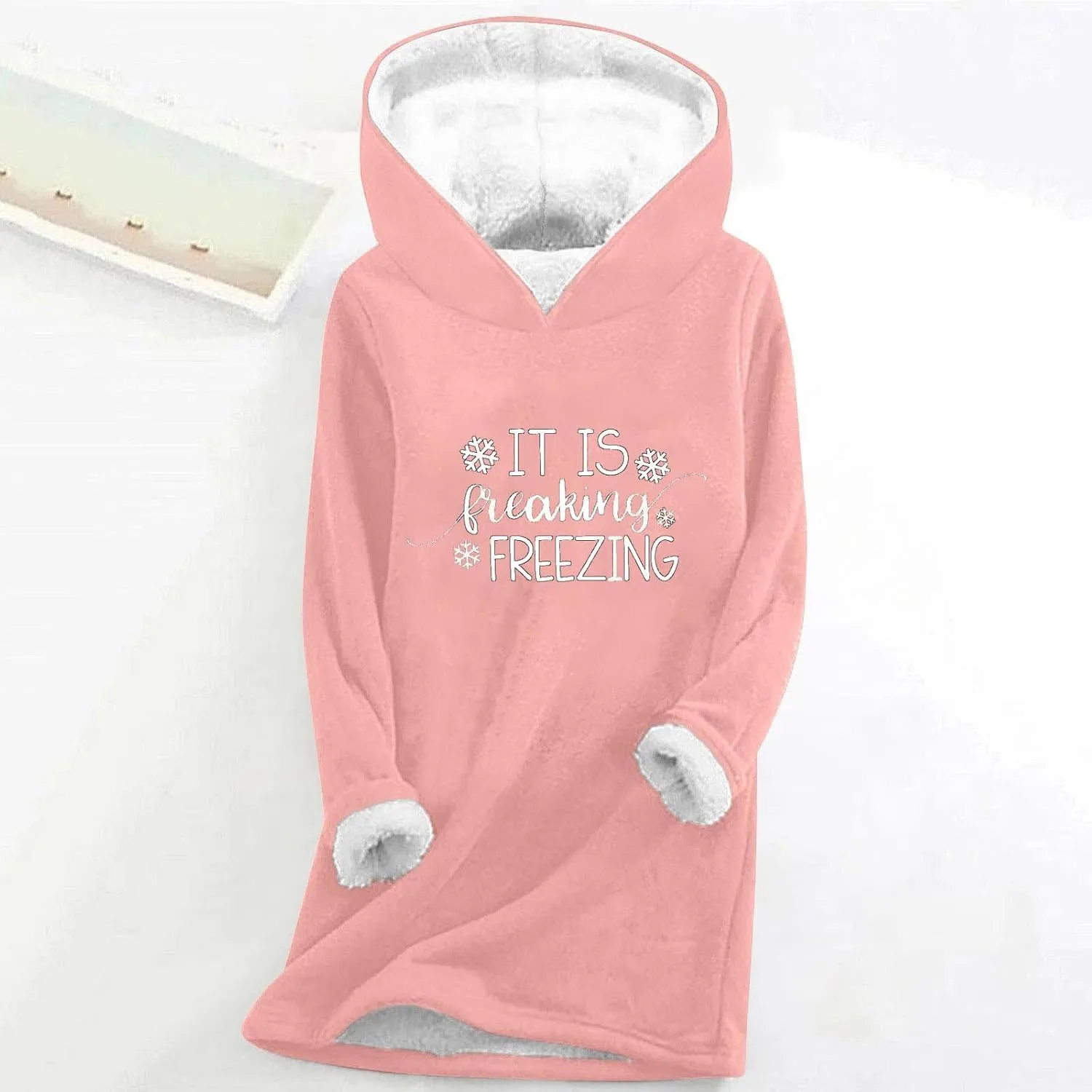 Women It Is Freaking Freezing Sweatshirt Hoodie Long Sleeve Oversized Cozy Pullover Tops Thickened Winter Tunic Tops