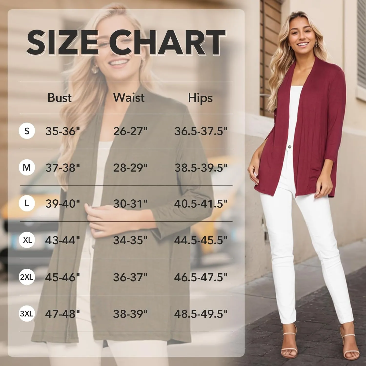 Women's 3/4 Sleeve Extra Soft Open Front Casual Flowy Viscose Made from Bamboo Cardigan