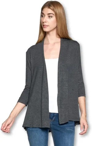 Women's 3/4 Sleeve Extra Soft Open Front Casual Flowy Viscose Made from Bamboo Cardigan