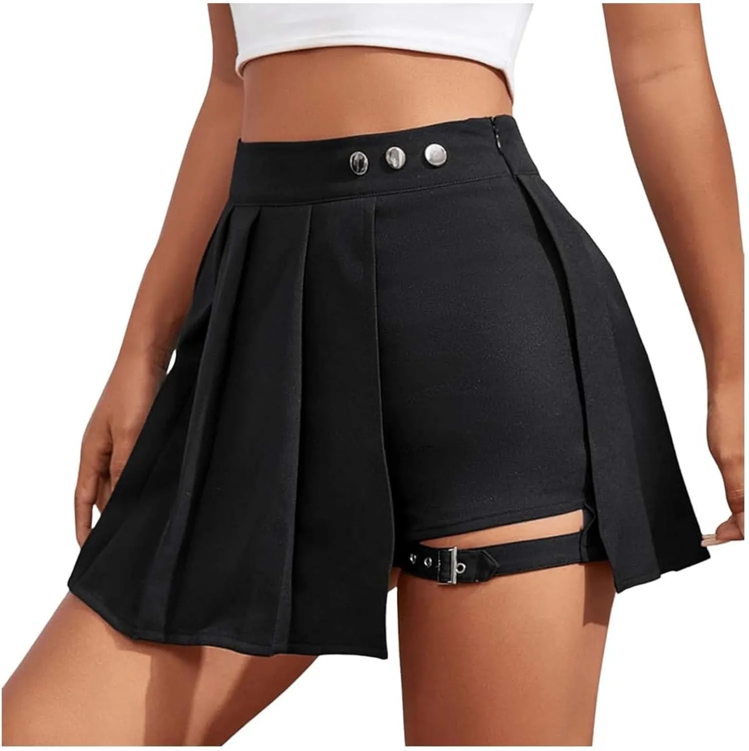 Women's Asymmetric Wrap Skirt with Leg Bands Casual Mini Skort for Leisure Skort for Women